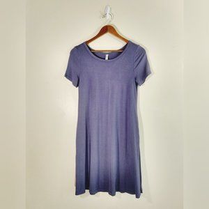 Korsis Purple Gray Pocketed T-shirt Swing Dress Small
